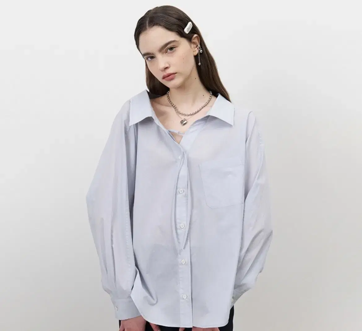 마론에디션 셔츠 blue string oversized shirt